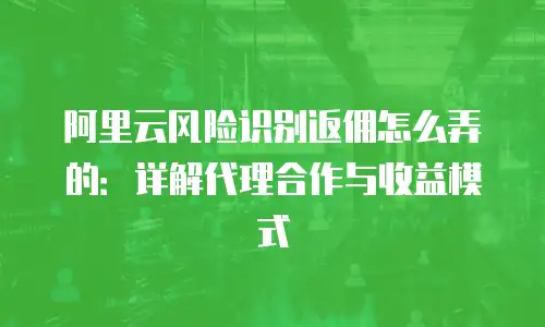 阿里云风险识别返佣怎么弄的：详解代理合作与收益模式