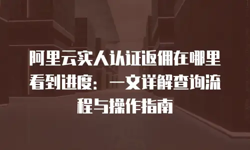 阿里云实人认证返佣在哪里看到进度：一文详解查询流程与操作指南