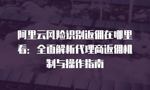 阿里云风险识别返佣在哪里看：全面解析代理商返佣机制与操作指南