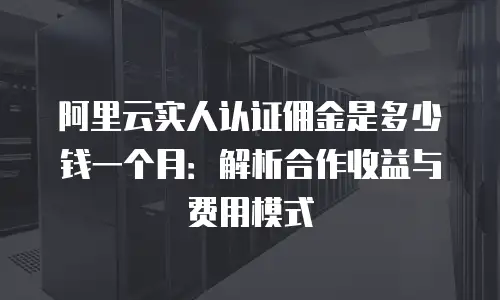 阿里云实人认证佣金是多少钱一个月：解析合作收益与费用模式