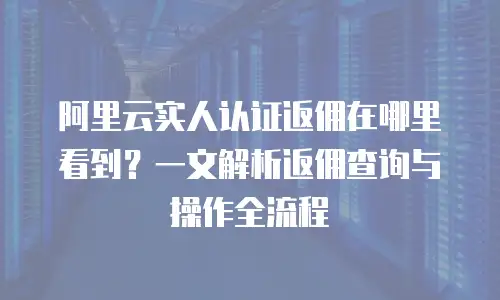 阿里云实人认证返佣在哪里看到？一文解析返佣查询与操作全流程