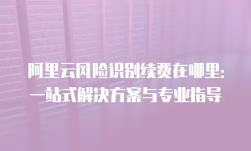 阿里云风险识别续费在哪里：一站式解决方案与专业指导