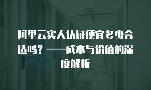 阿里云实人认证便宜多少合适吗？&mdash;&mdash;成本与价值的深度解析