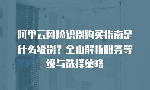 阿里云风险识别购买指南是什么级别？全面解析服务等级与选择策略