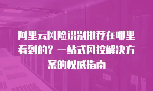 阿里云风险识别推荐在哪里看到的？一站式风控解决方案的权威指南