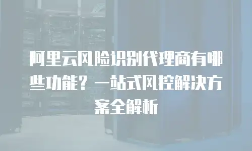 阿里云风险识别代理商有哪些功能？一站式风控解决方案全解析