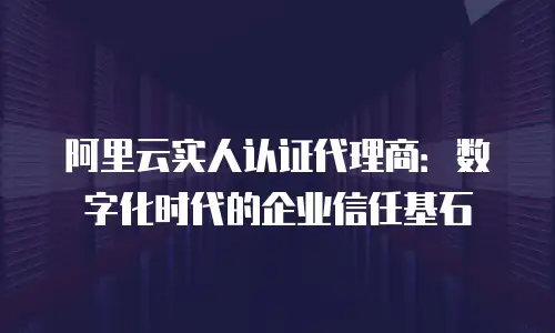 阿里云实人认证代理商：数字化时代的企业信任基石