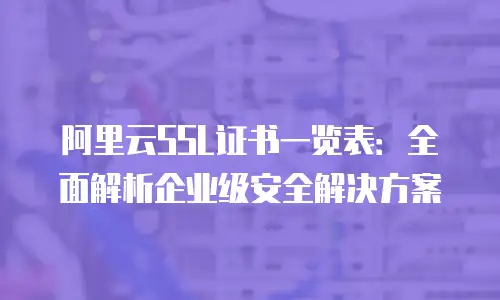 阿里云SSL证书一览表：全面解析企业级安全解决方案