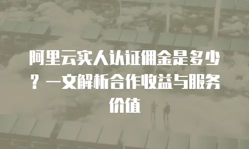 阿里云实人认证佣金是多少？一文解析合作收益与服务价值