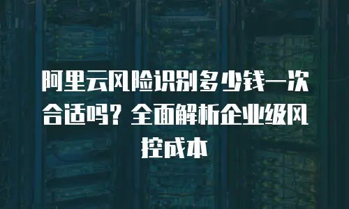 阿里云风险识别多少钱一次合适吗？全面解析企业级风控成本