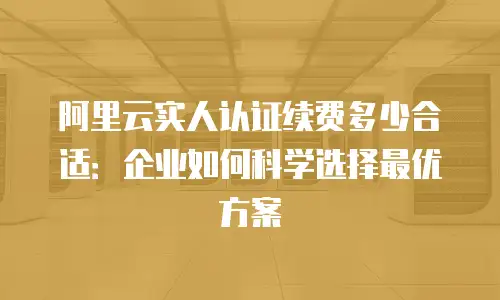 阿里云实人认证续费多少合适：企业如何科学选择最优方案