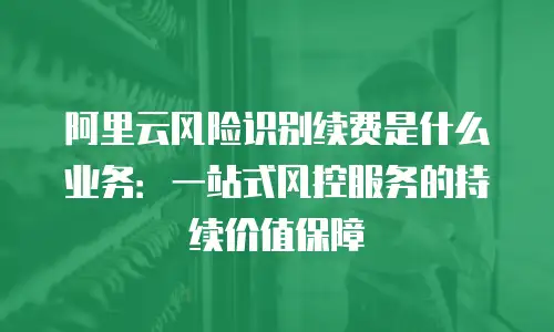 阿里云风险识别续费是什么业务：一站式风控服务的持续价值保障