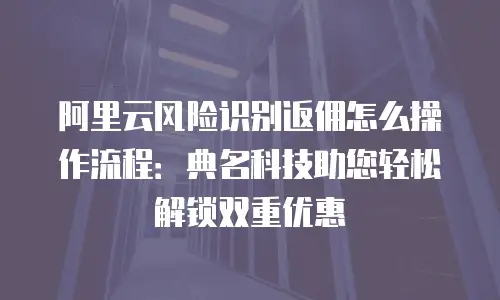 阿里云风险识别返佣怎么操作流程：典名科技助您轻松解锁双重优惠