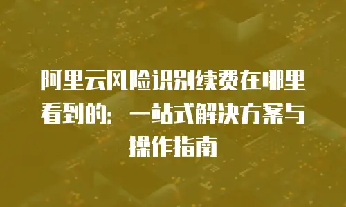 阿里云风险识别续费在哪里看到的：一站式解决方案与操作指南