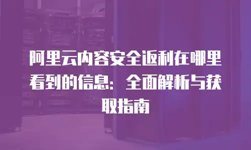 阿里云内容安全返利在哪里看到的信息：全面解析与获取指南