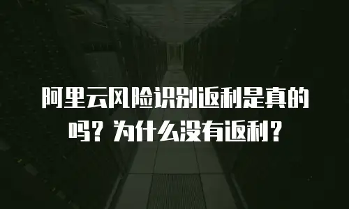 阿里云风险识别返利是真的吗？为什么没有返利？