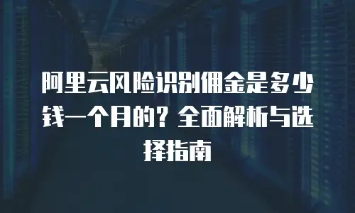 阿里云风险识别佣金是多少钱一个月的？全面解析与选择指南