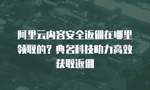 阿里云内容安全返佣在哪里领取的？典名科技助力高效获取返佣