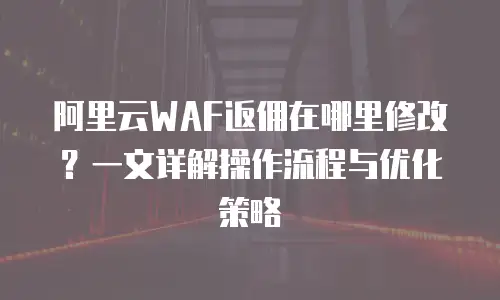 阿里云WAF返佣在哪里修改？一文详解操作流程与优化策略