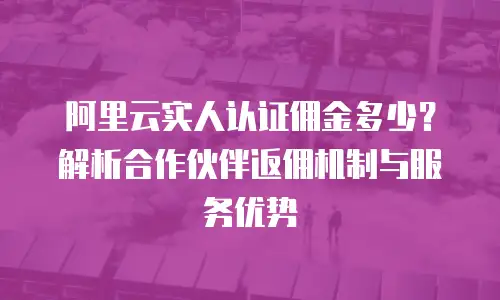阿里云实人认证佣金多少？解析合作伙伴返佣机制与服务优势