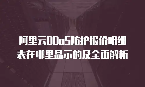 阿里云DDoS防护报价明细表在哪里显示的及全面解析