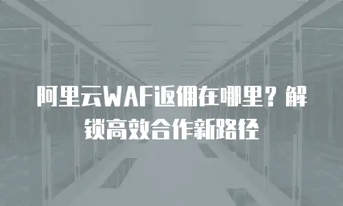 阿里云WAF返佣在哪里？解锁高效合作新路径