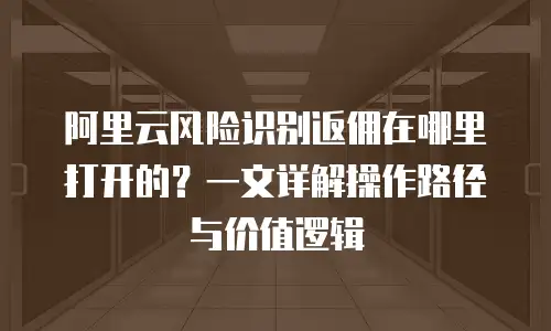 阿里云风险识别返佣在哪里打开的？一文详解操作路径与价值逻辑