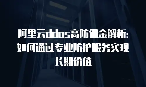 阿里云ddos高防佣金解析：如何通过专业防护服务实现长期价值