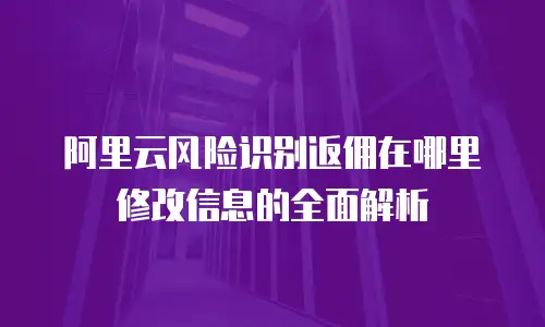 阿里云风险识别返佣在哪里修改信息的全面解析