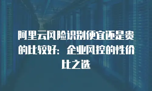阿里云风险识别便宜还是贵的比较好：企业风控的性价比之选