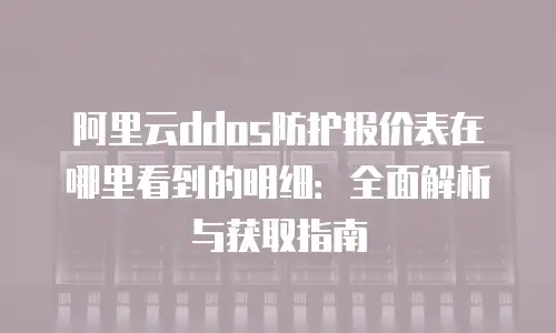 阿里云ddos防护报价表在哪里看到的明细：全面解析与获取指南
