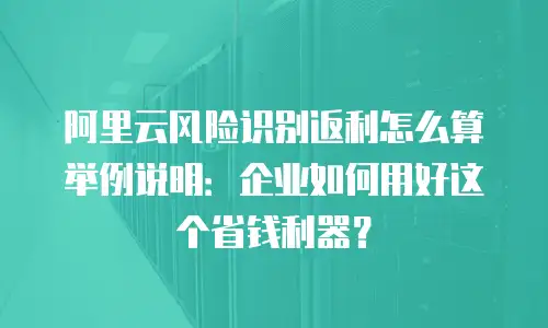 阿里云风险识别返利怎么算举例说明：企业如何用好这个省钱利器？