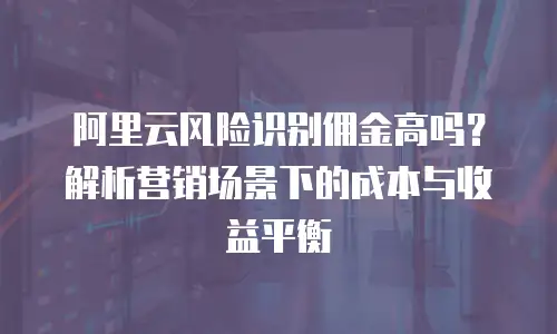 阿里云风险识别佣金高吗？解析营销场景下的成本与收益平衡