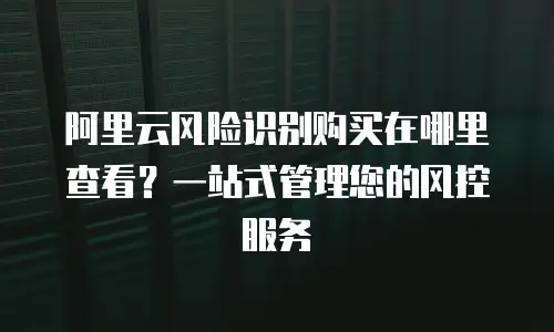 阿里云风险识别购买在哪里查看？一站式管理您的风控服务