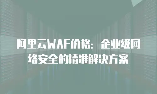 阿里云WAF价格：企业级网络安全的精准解决方案