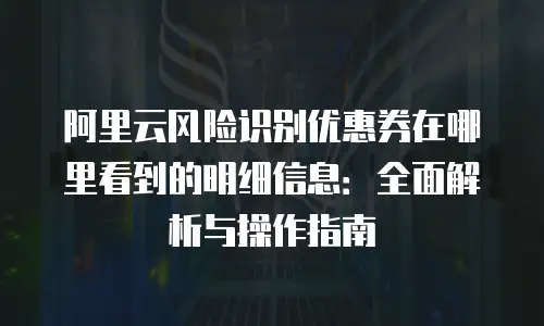 阿里云风险识别优惠券在哪里看到的明细信息：全面解析与操作指南
