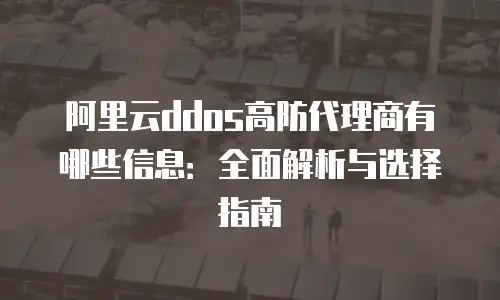 阿里云ddos高防代理商有哪些信息：全面解析与选择指南