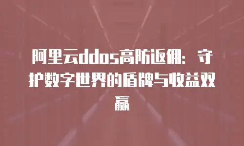 阿里云ddos高防返佣：守护数字世界的盾牌与收益双赢