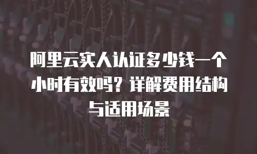 阿里云实人认证多少钱一个小时有效吗？详解费用结构与适用场景