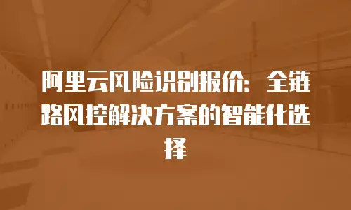 阿里云风险识别报价：全链路风控解决方案的智能化选择