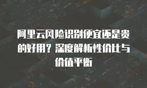 阿里云风险识别便宜还是贵的好用？深度解析性价比与价值平衡