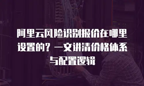 阿里云风险识别报价在哪里设置的？一文讲清价格体系与配置逻辑