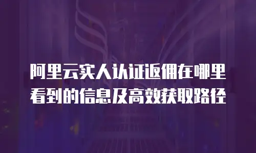 阿里云实人认证返佣在哪里看到的信息及高效获取路径