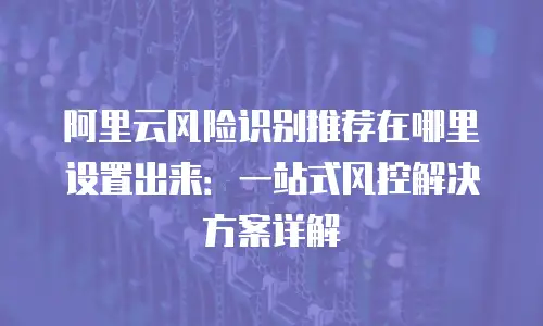 阿里云风险识别推荐在哪里设置出来：一站式风控解决方案详解