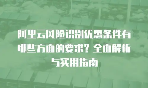 阿里云风险识别优惠条件有哪些方面的要求？全面解析与实用指南