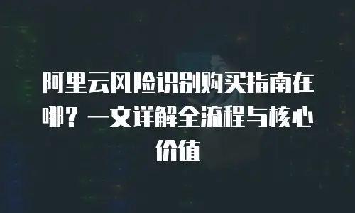 阿里云风险识别购买指南在哪？一文详解全流程与核心价值