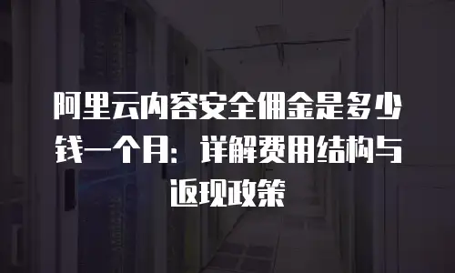 阿里云内容安全佣金是多少钱一个月：详解费用结构与返现政策