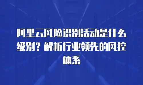 阿里云风险识别活动是什么级别？解析行业领先的风控体系