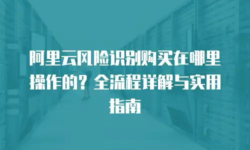 阿里云风险识别购买在哪里操作的？全流程详解与实用指南