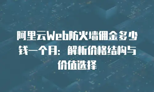 阿里云Web防火墙佣金多少钱一个月：解析价格结构与价值选择